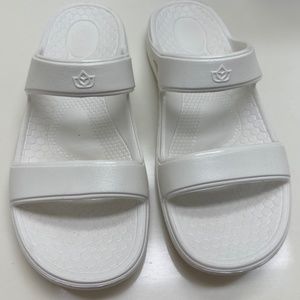 Spenco sandals, white and waterproof.